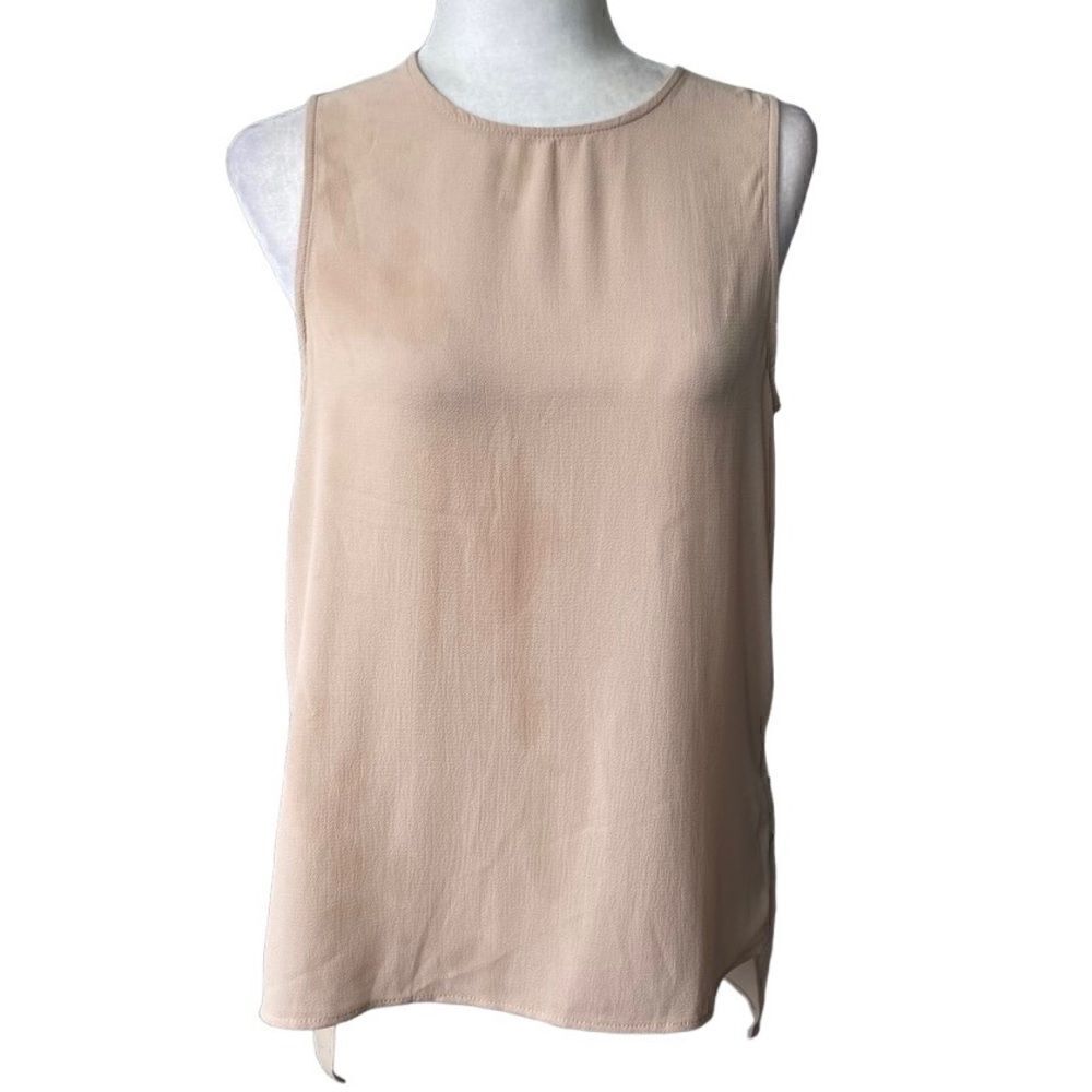 Iris Womens Sleeveless Tunic High Low Beige SZ M NWT